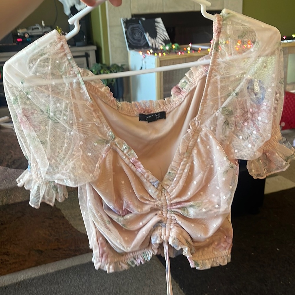 Lacey Pink Floral Crop Top